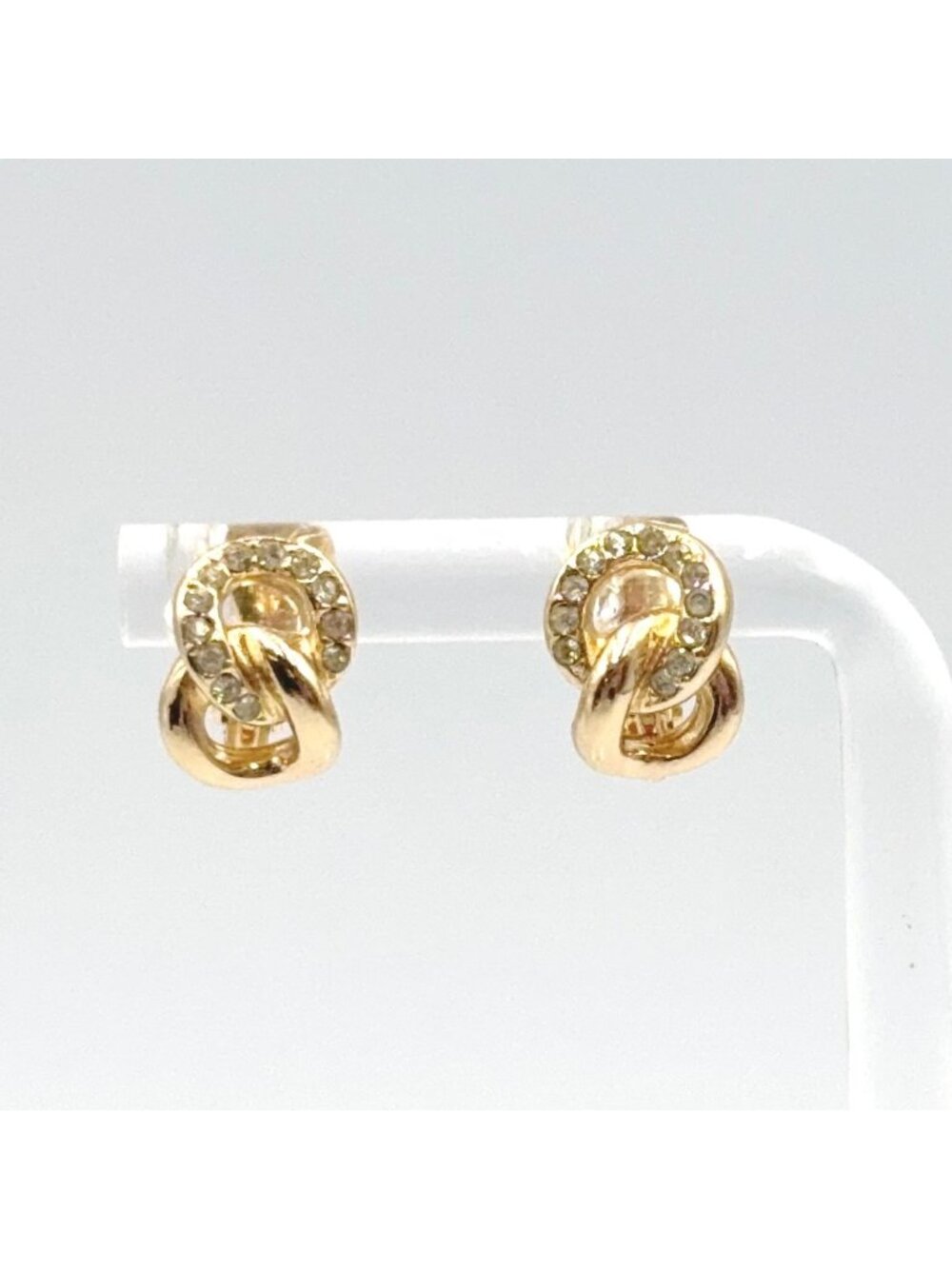 Dior Chain Link Rhinestone Clear Gold Earrings